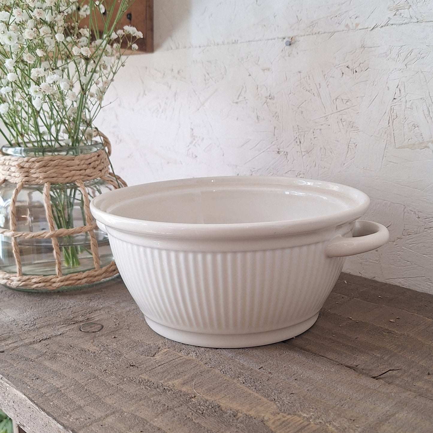 Vintage White Ceramic Mixing Bowl