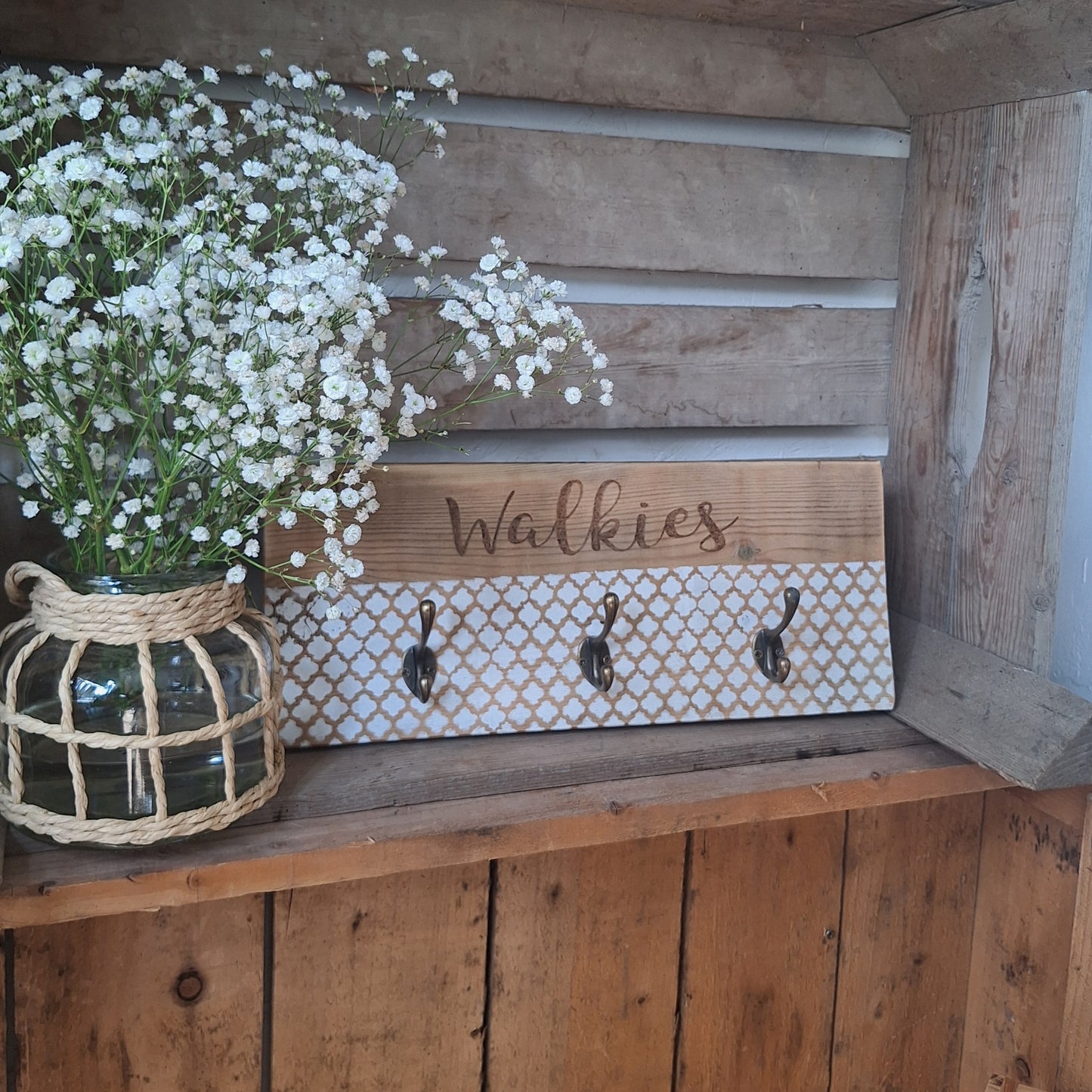 Rustic Wooden “Walkies” Dog Lead Holder