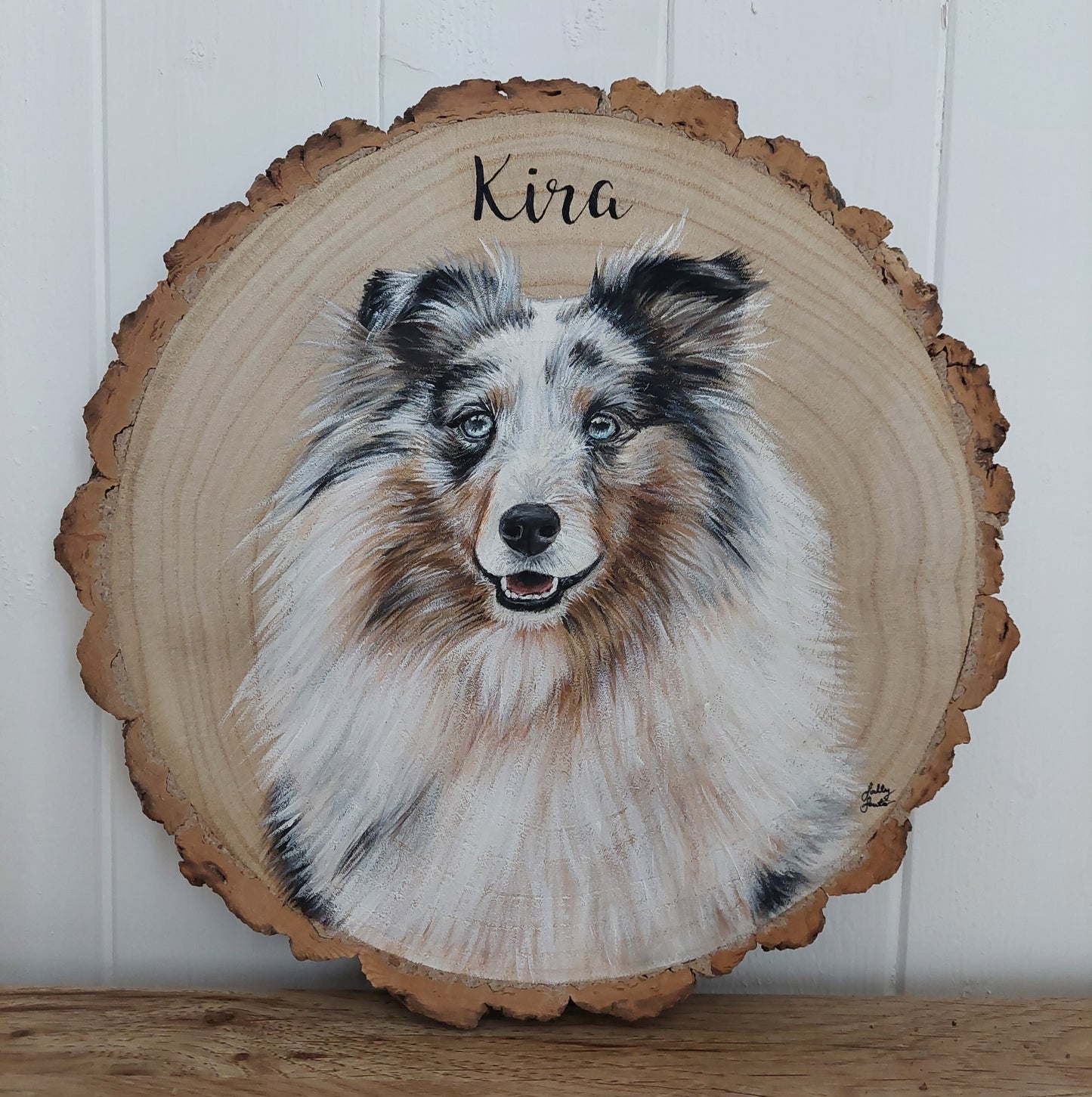 Custom Pet Portrait Log Slice (Medium)