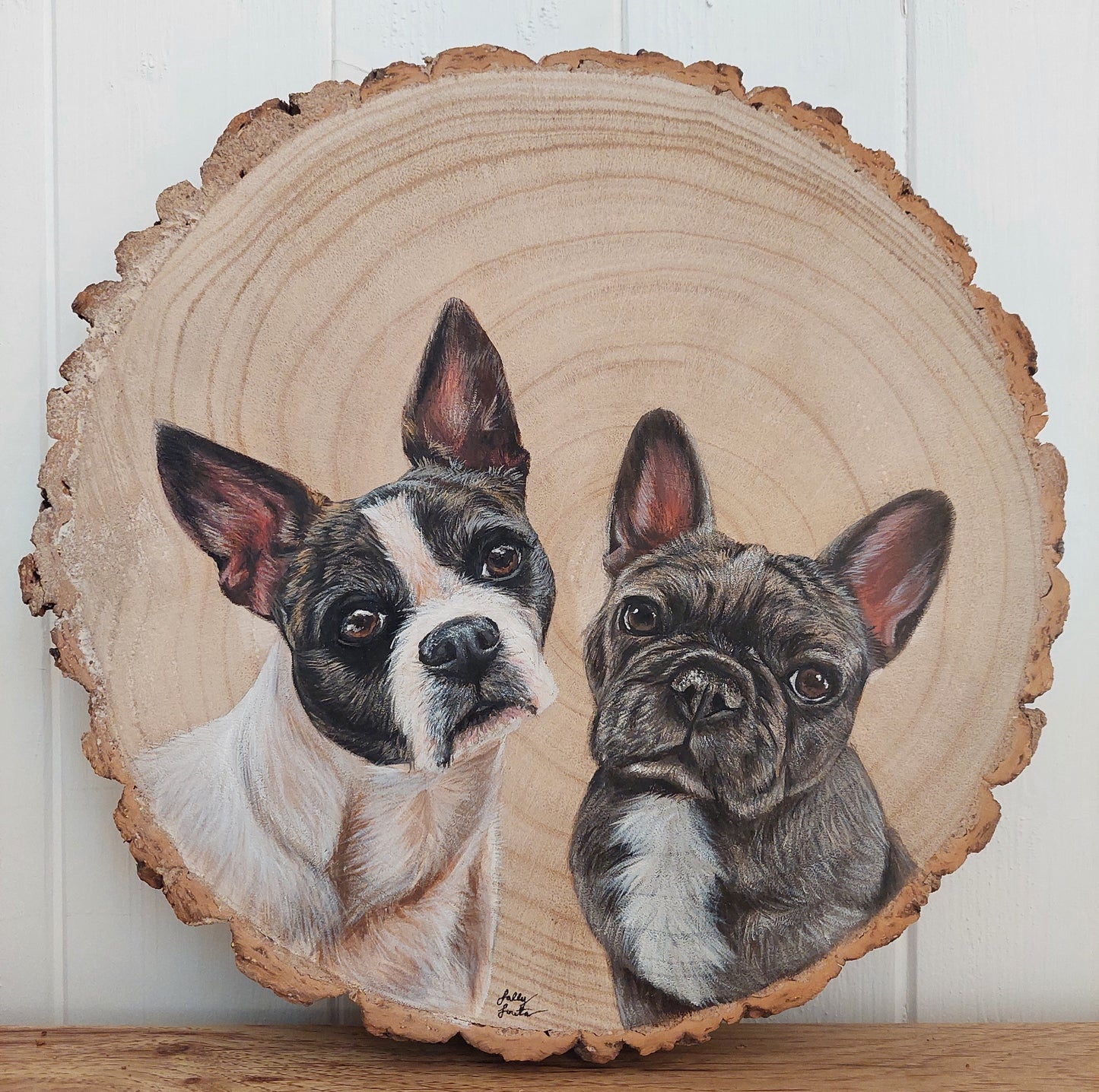 Custom Pet Portrait Log Slice (Medium)
