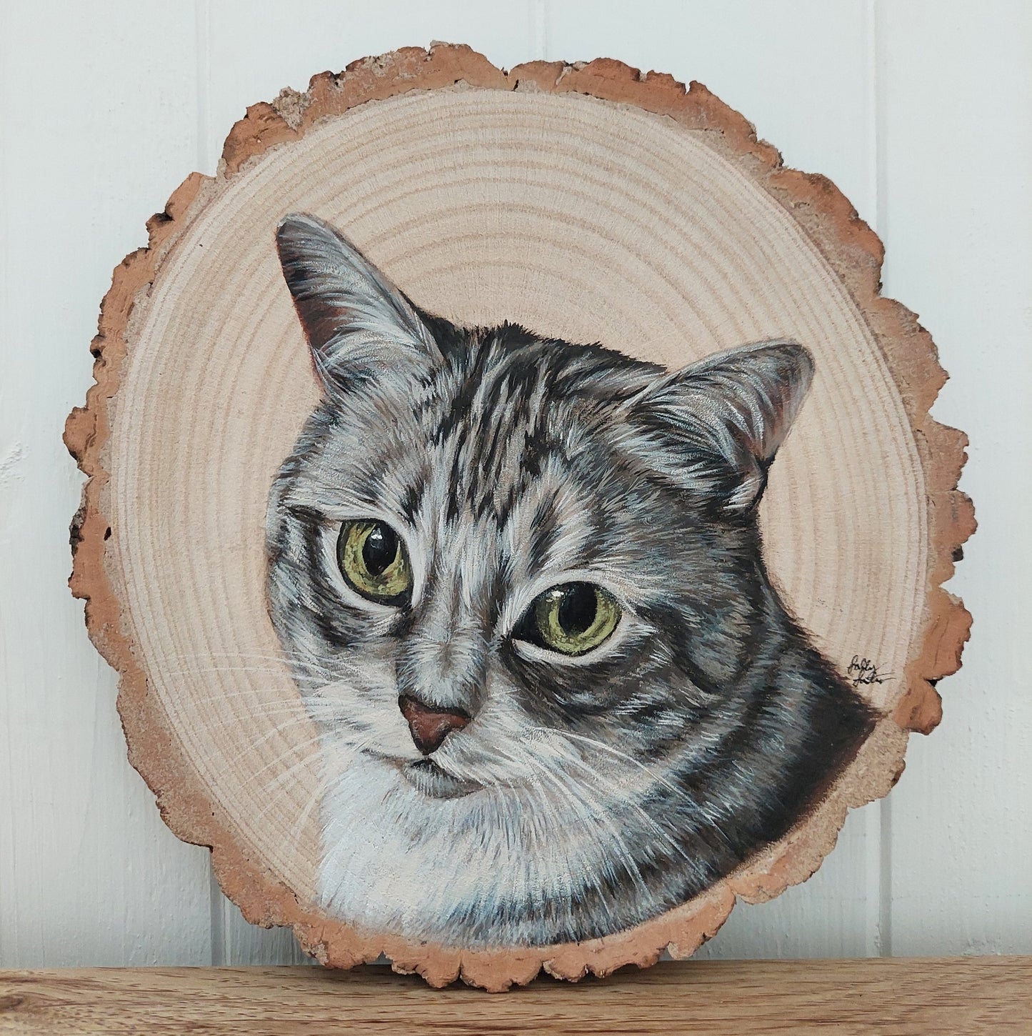 Custom Pet Portrait Log Slice (Small)