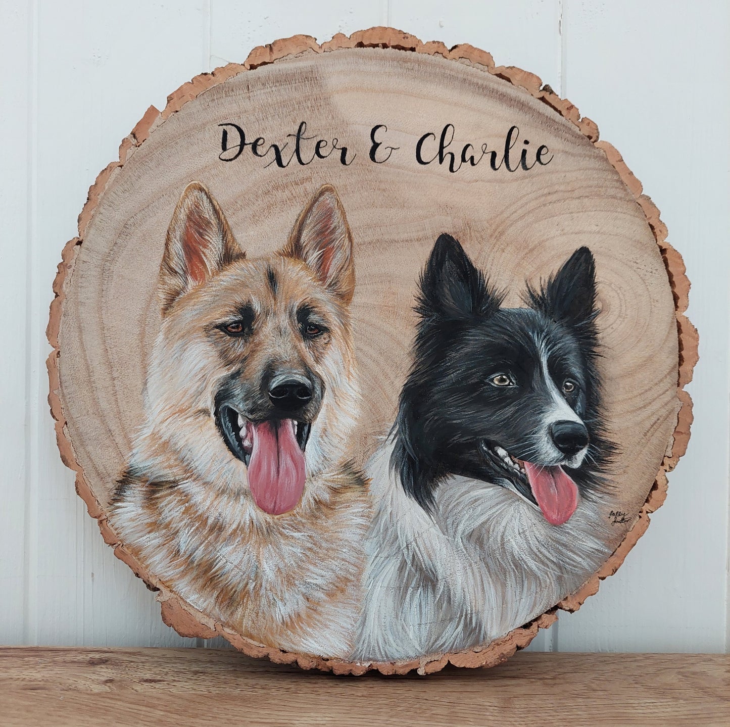 Custom Pet Portrait Log Slice (Medium)