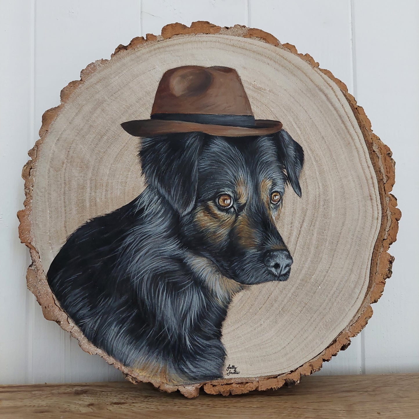 Custom Pet Portrait Log Slice (Medium)