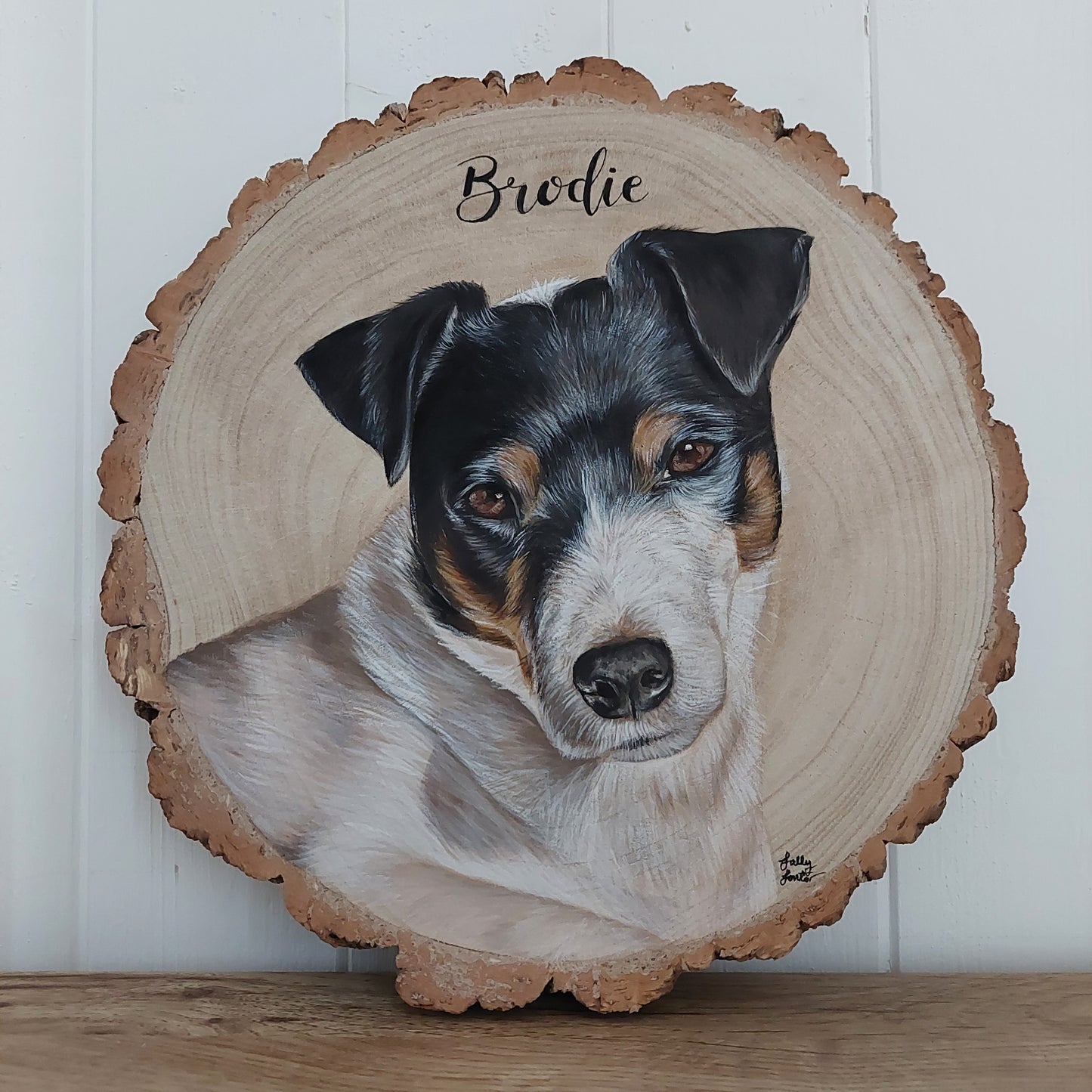 Custom Pet Portrait Log Slice (Medium)