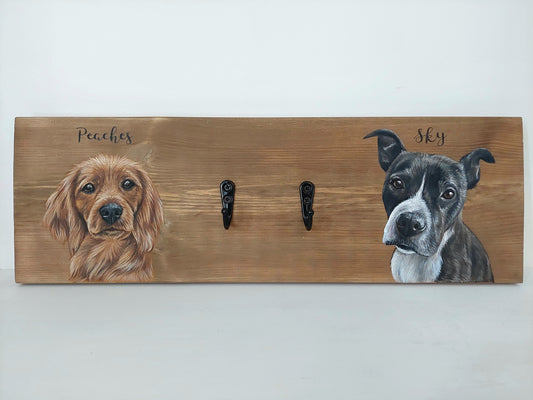 Custom Pet Portrait Wooden Lead Holder