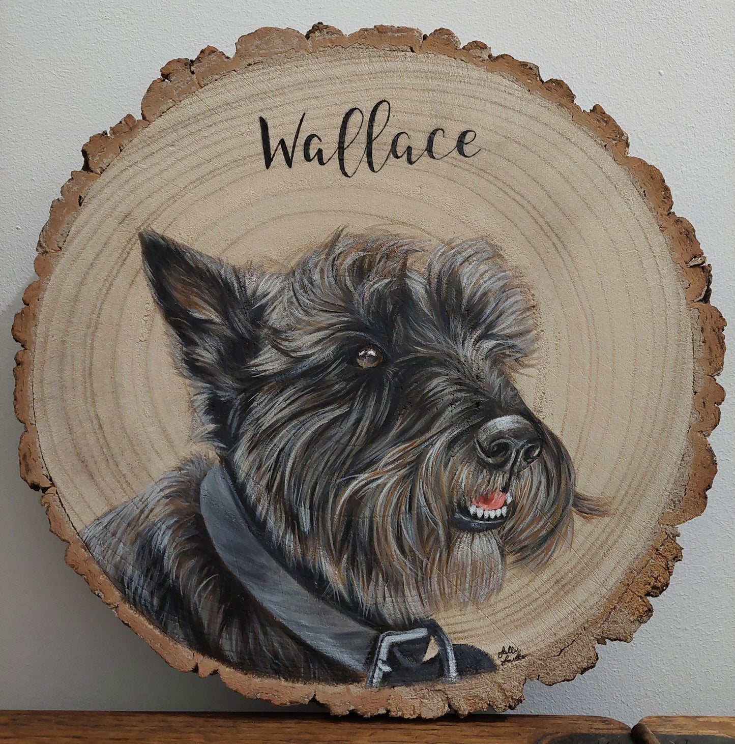 Custom Pet Portrait Log Slice (Medium)