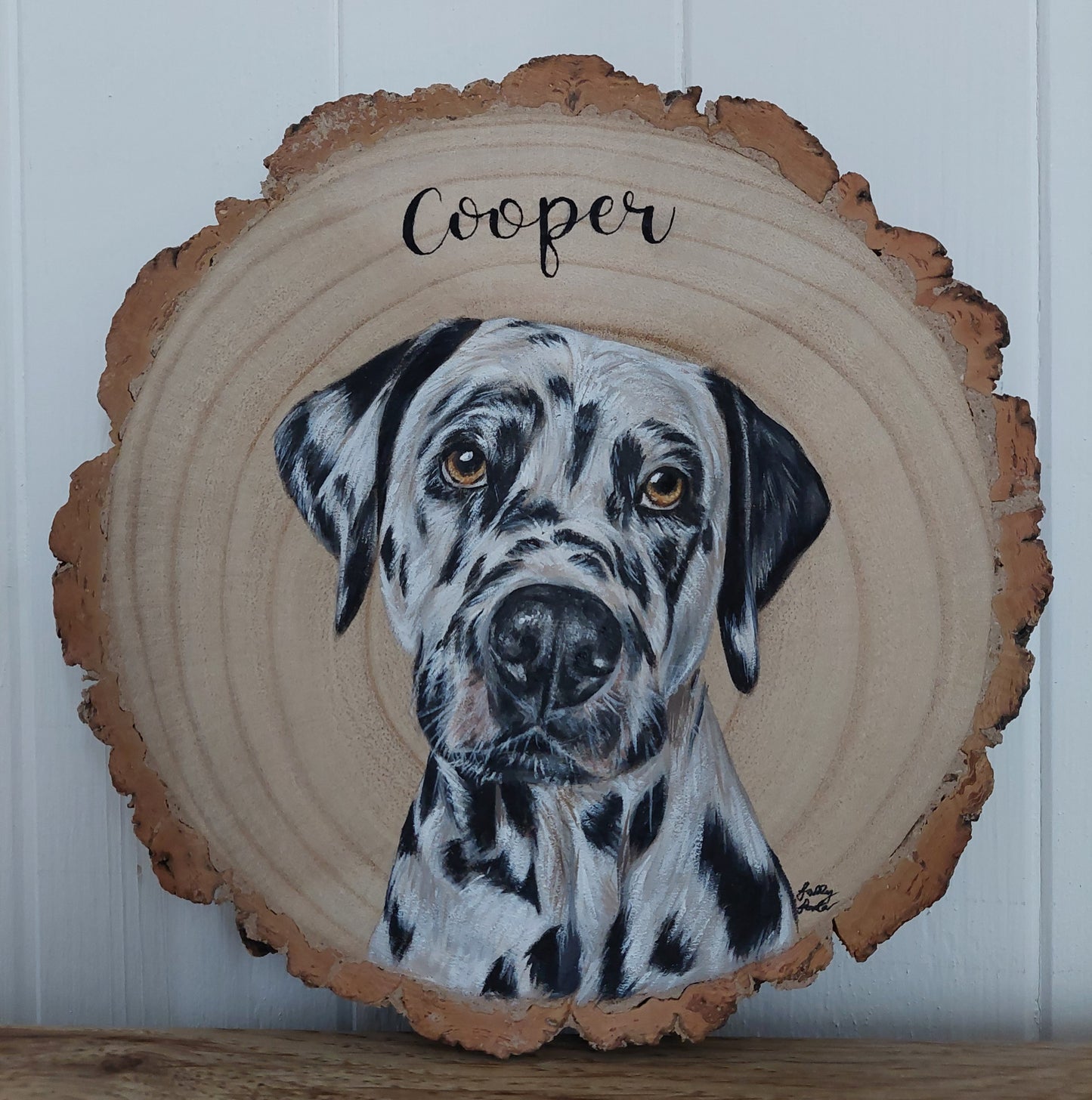 Custom Pet Portrait Log Slice (Small)