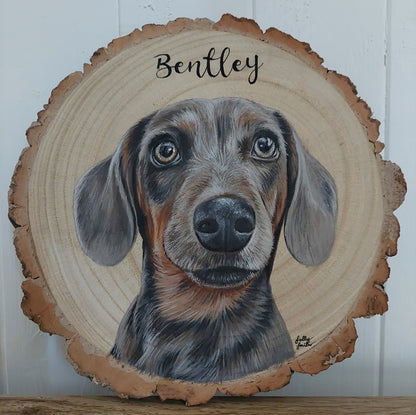 Small Pet Portrait Log Slice