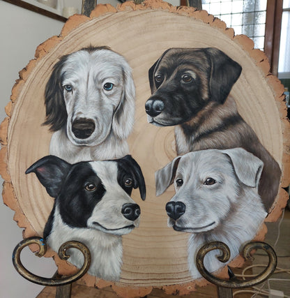 Large Pet Portrait Log Slice