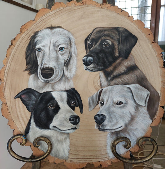 Custom Pet Portrait Log Slice (Large)