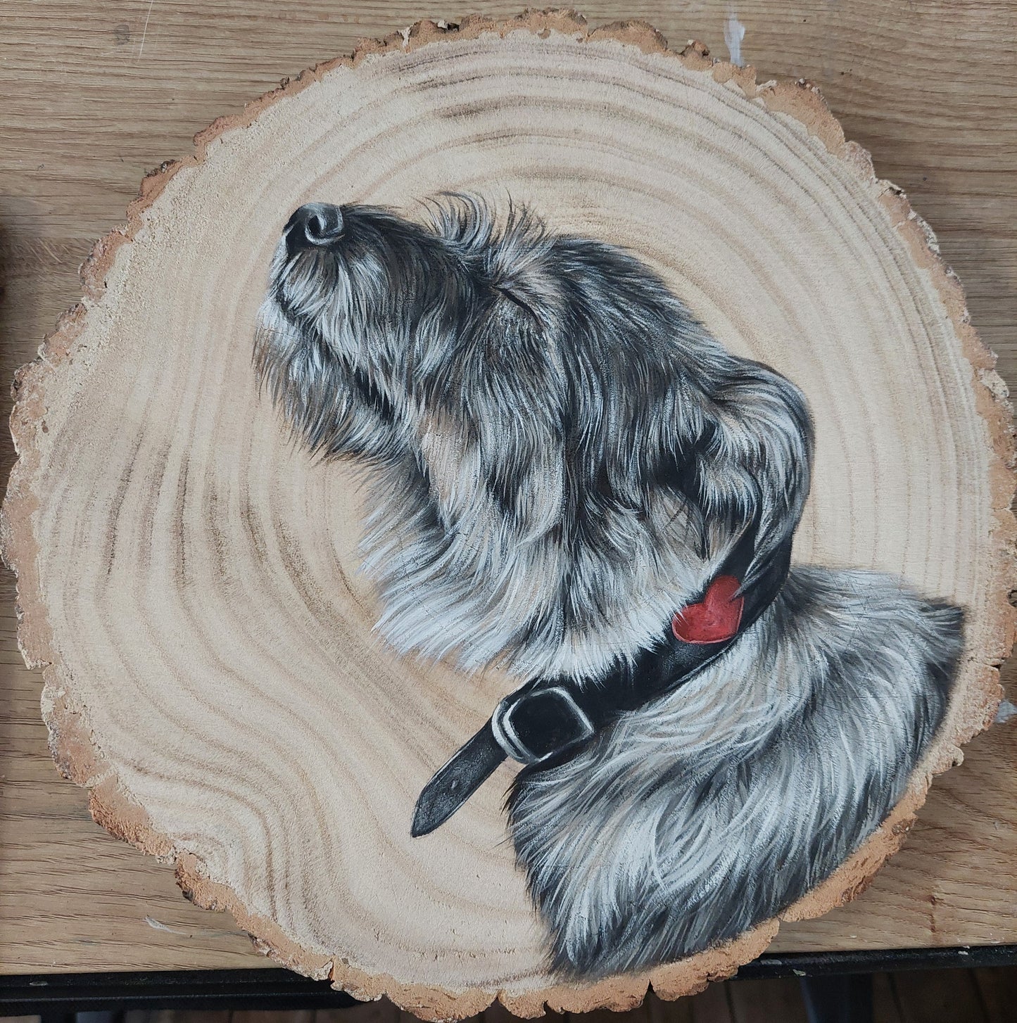 Custom Pet Portrait Log Slice (Medium)