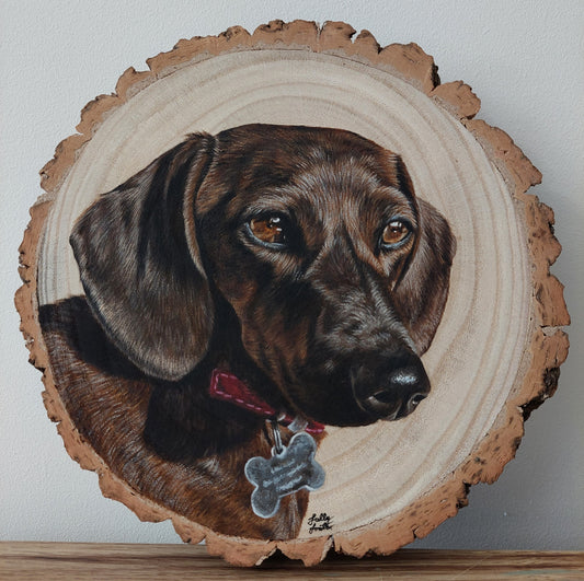 Custom Pet Portrait Log Slice (Small)