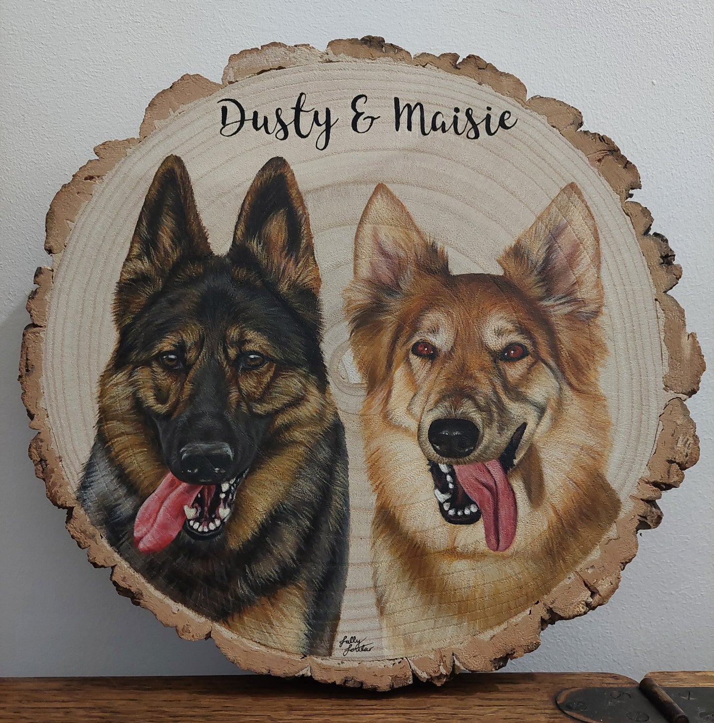 Custom Pet Portrait Log Slice (Medium)