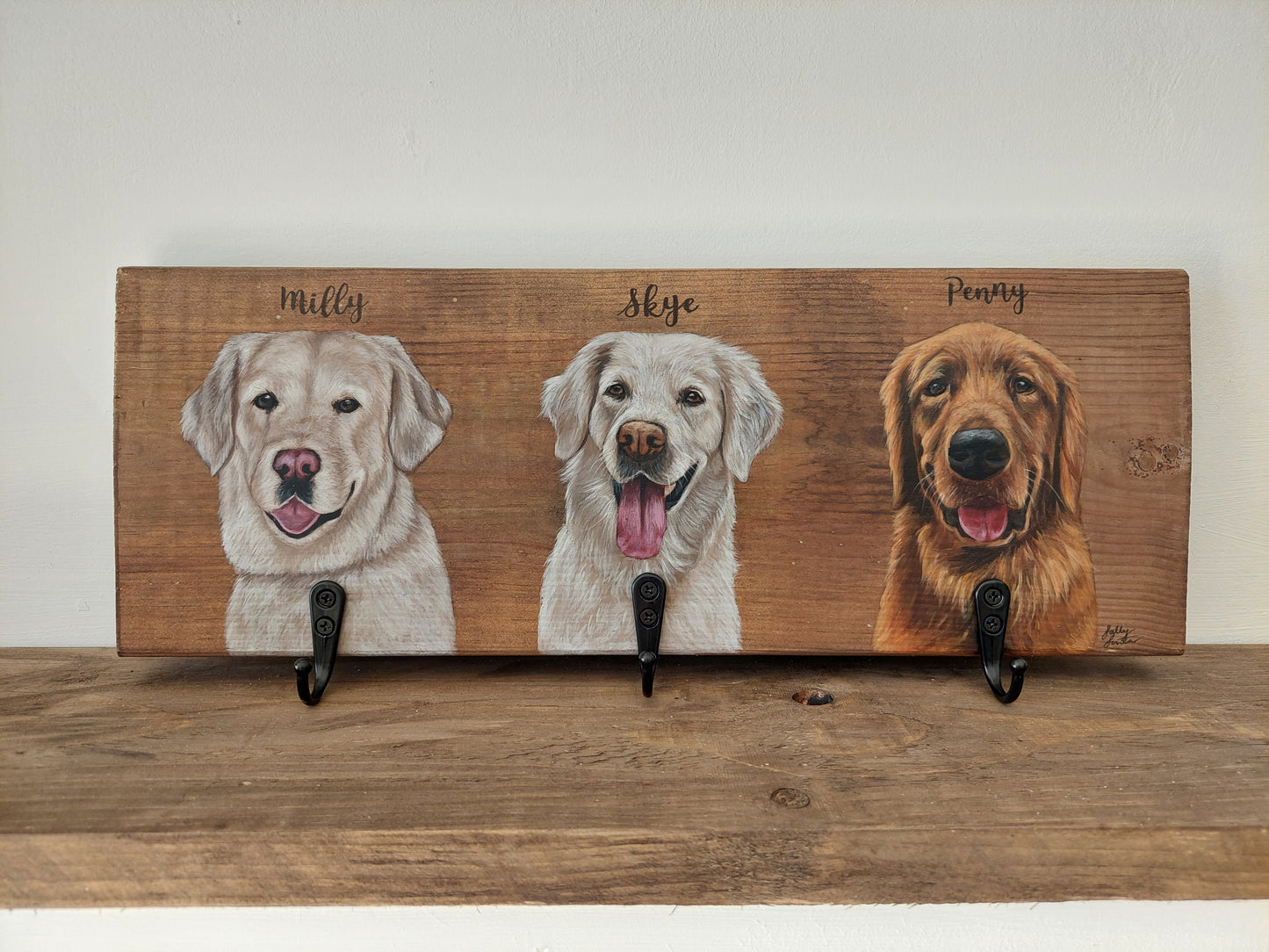Custom Pet Portrait Wooden Lead Holder