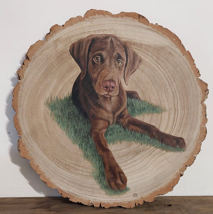 Large Pet Portrait Log Slice
