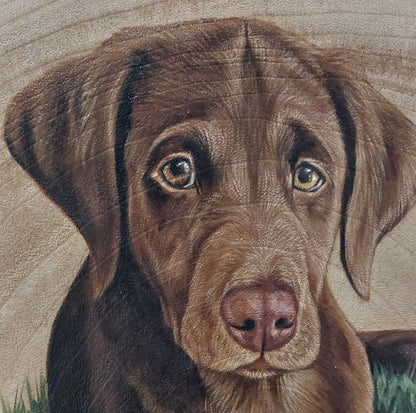 Large Pet Portrait Log Slice