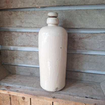Vintage Cream Stoneware Bottle Vase
