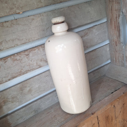 Vintage Cream Stoneware Bottle Vase