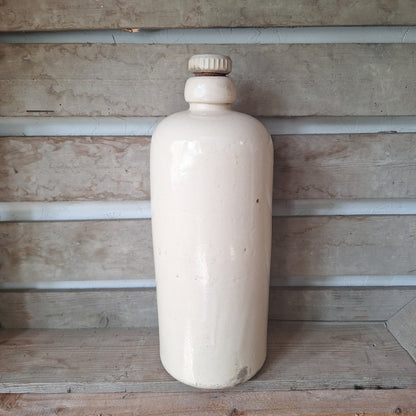 Vintage Cream Stoneware Bottle Vase