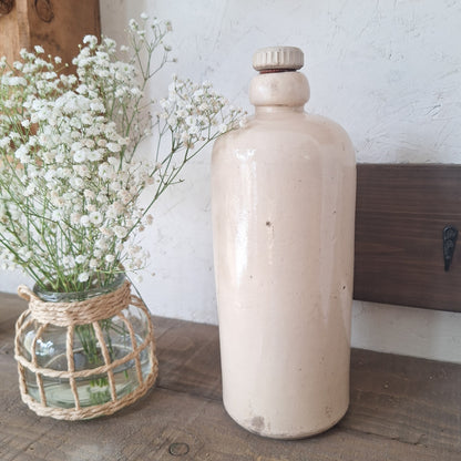Vintage Cream Stoneware Bottle Vase