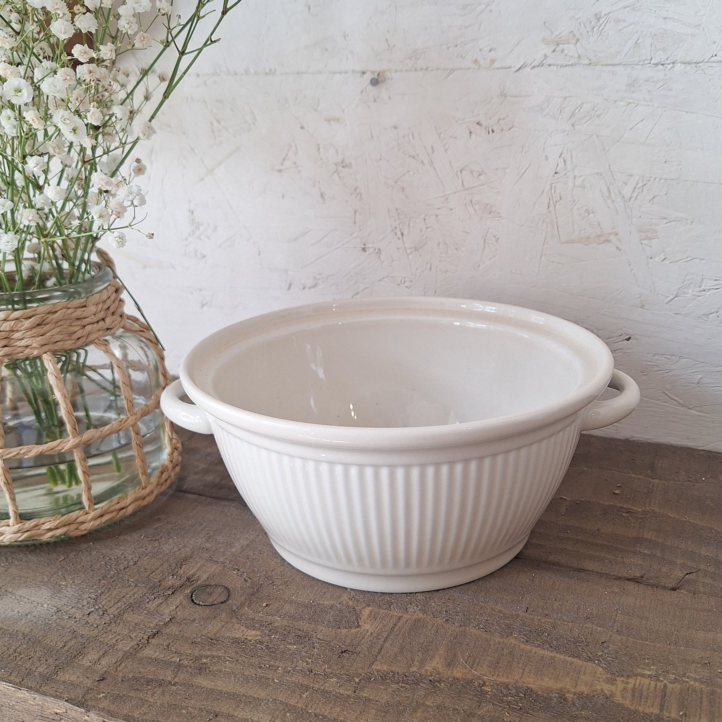 Vintage White Ceramic Mixing Bowl