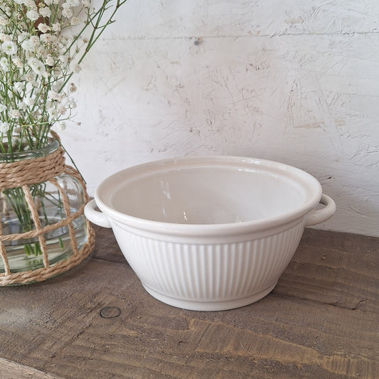 Vintage White Ceramic Mixing Bowl