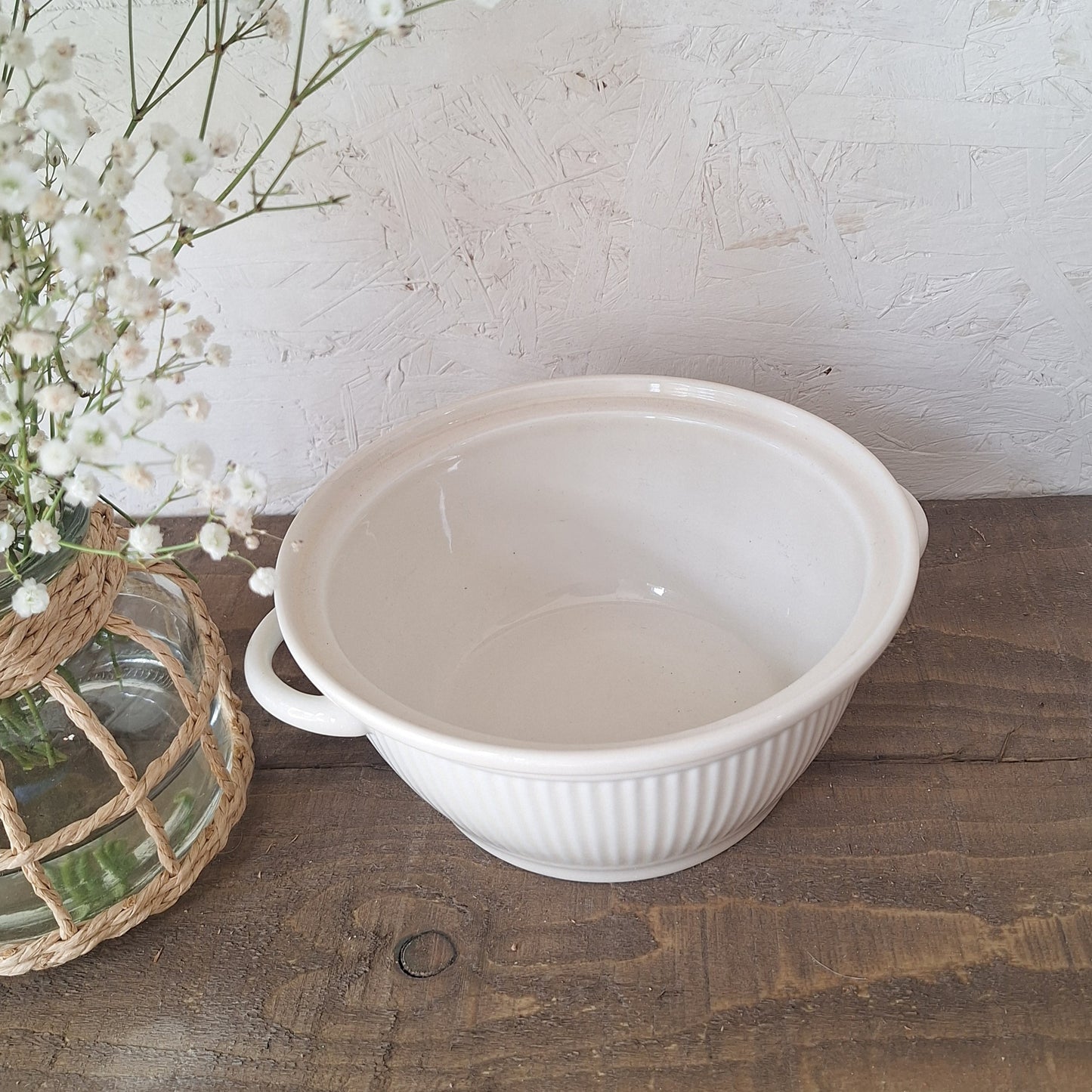 Vintage White Ceramic Mixing Bowl