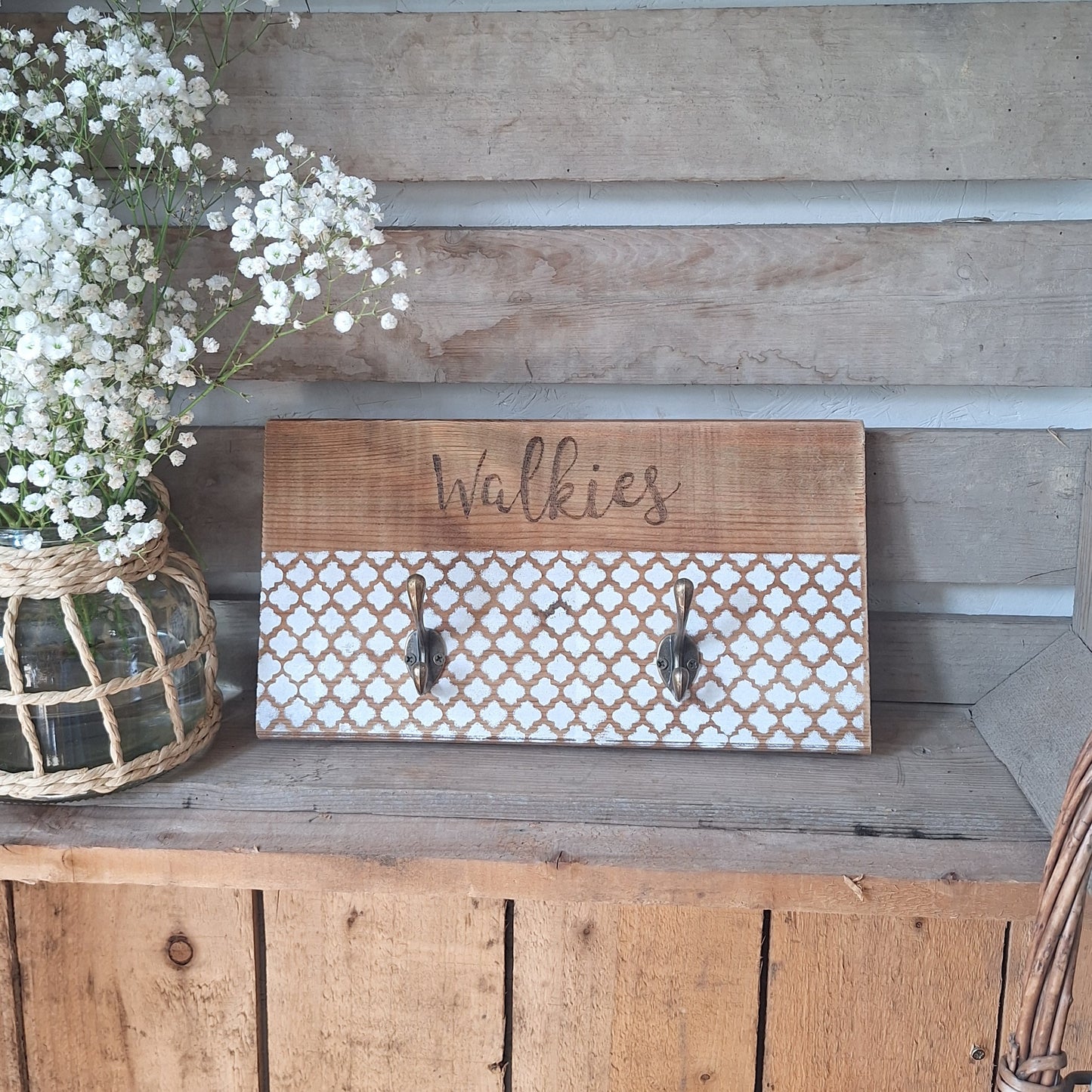 Rustic Wooden “Walkies” Dog Lead Holder
