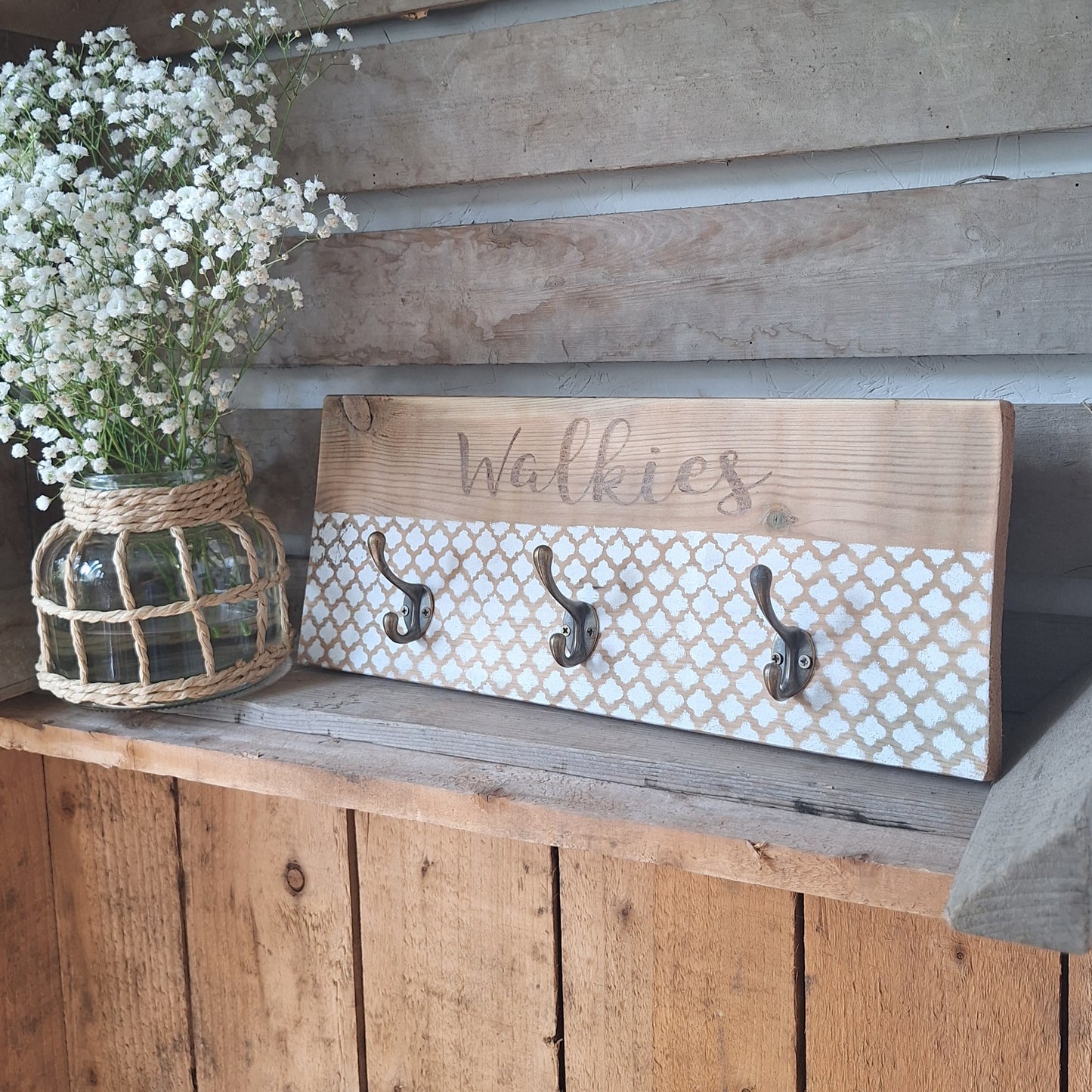 Rustic Wooden “Walkies” Dog Lead Holder