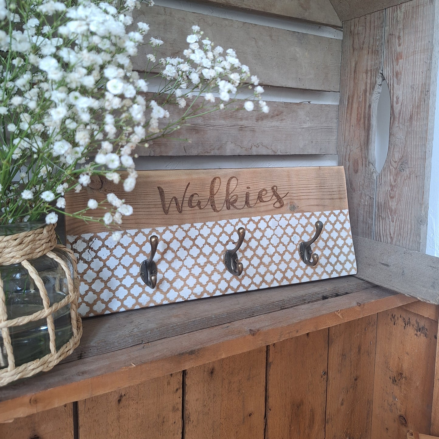 Rustic Wooden “Walkies” Dog Lead Holder