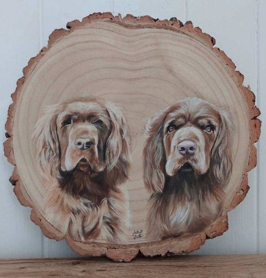 Custom Pet Portrait Log Slice (Medium)