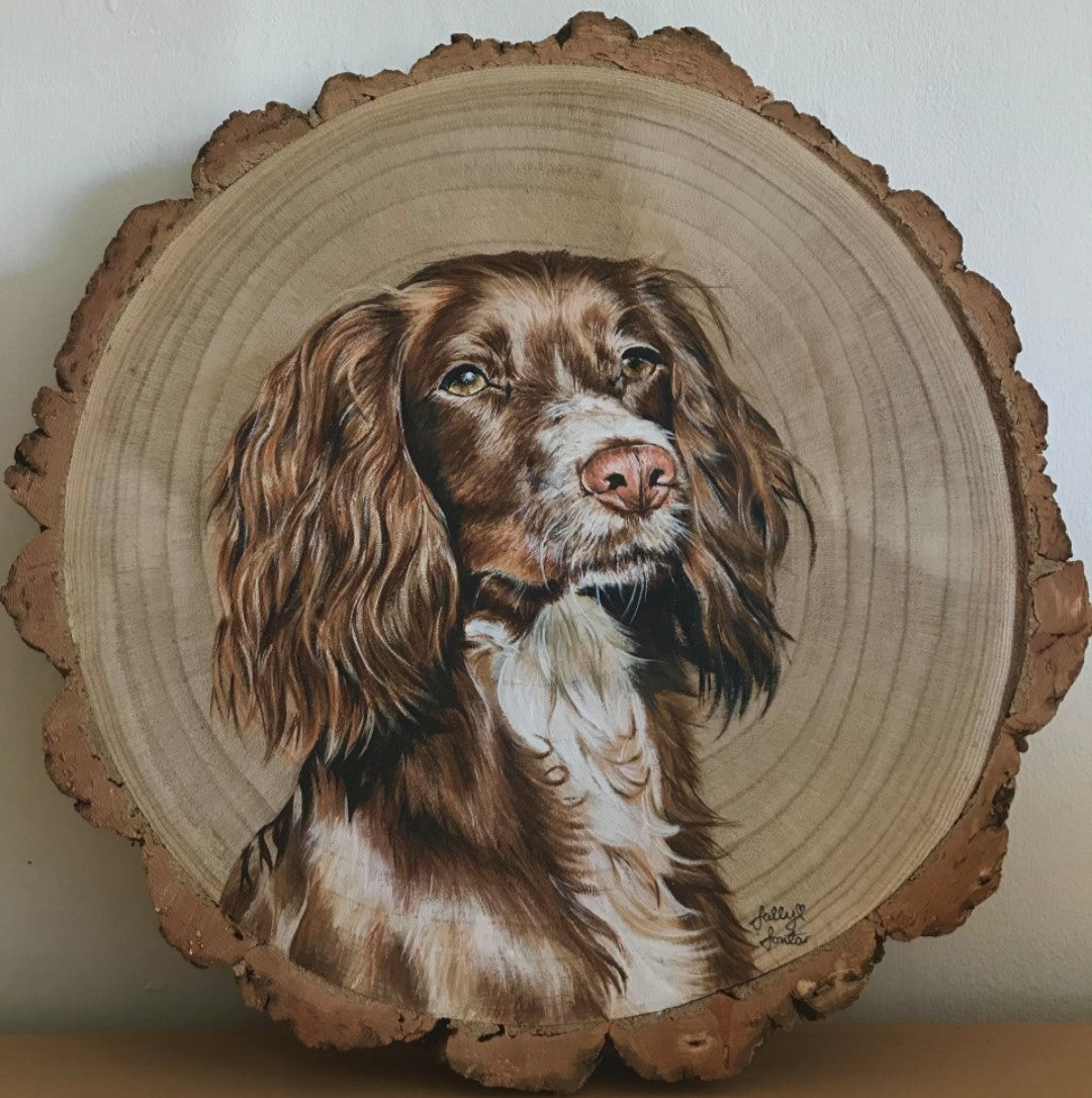 Custom Pet Portrait Log Slice (Medium)